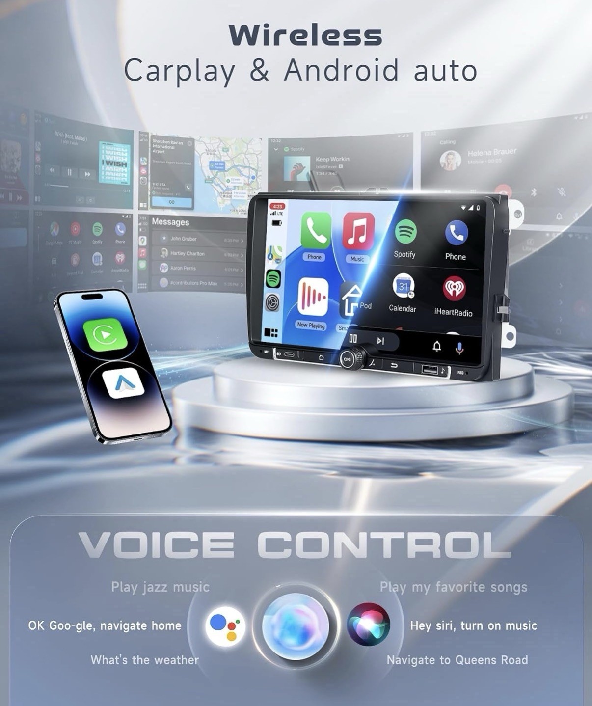 4+64g Carplay for Volkswagen Jetta Passat Tiguan Golf Android Auto Car Radio BT