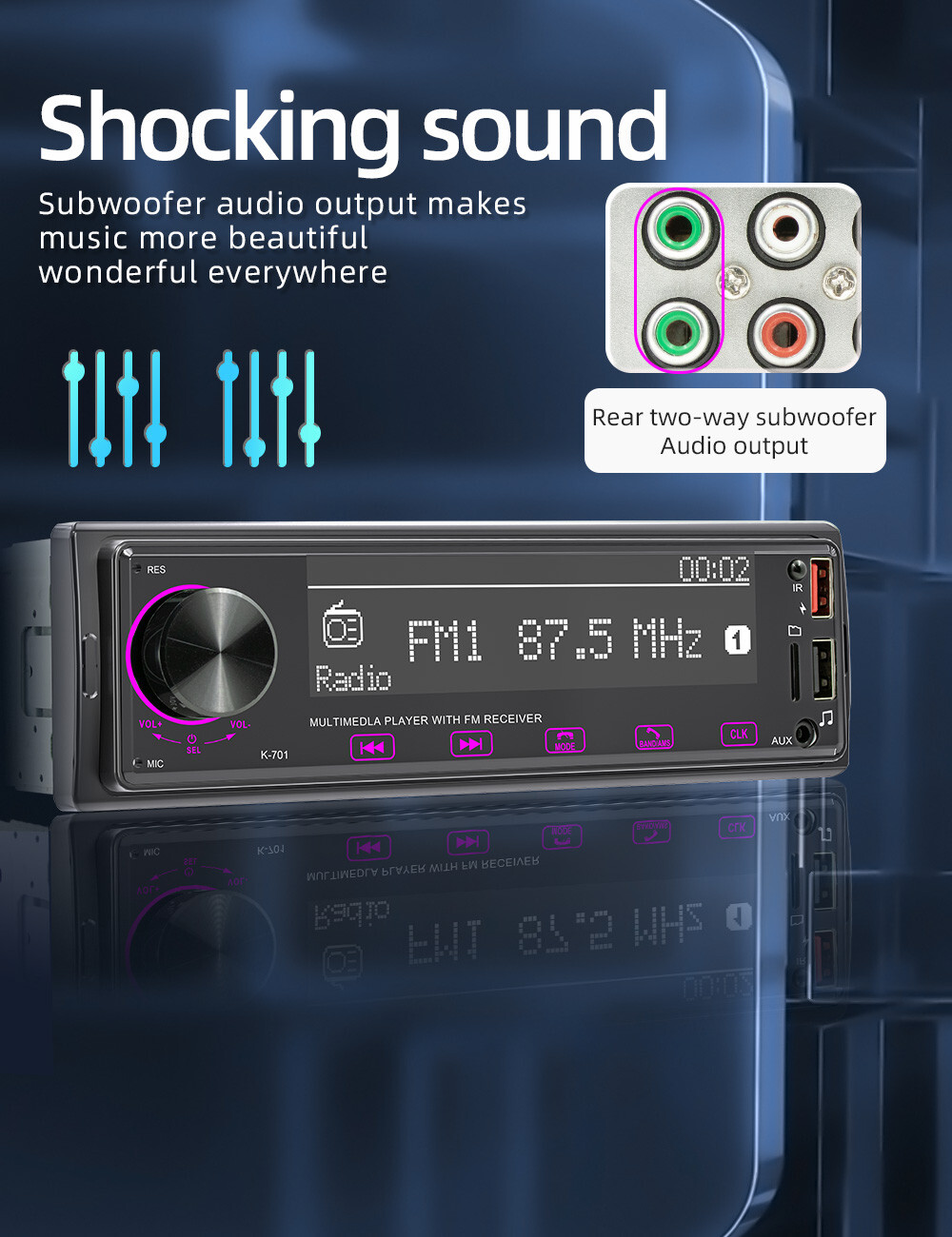 Single 1 DIN Car Stereo Audio MP3 Player AUX/USB/TF/SD Bluetooth Radio Head Unit