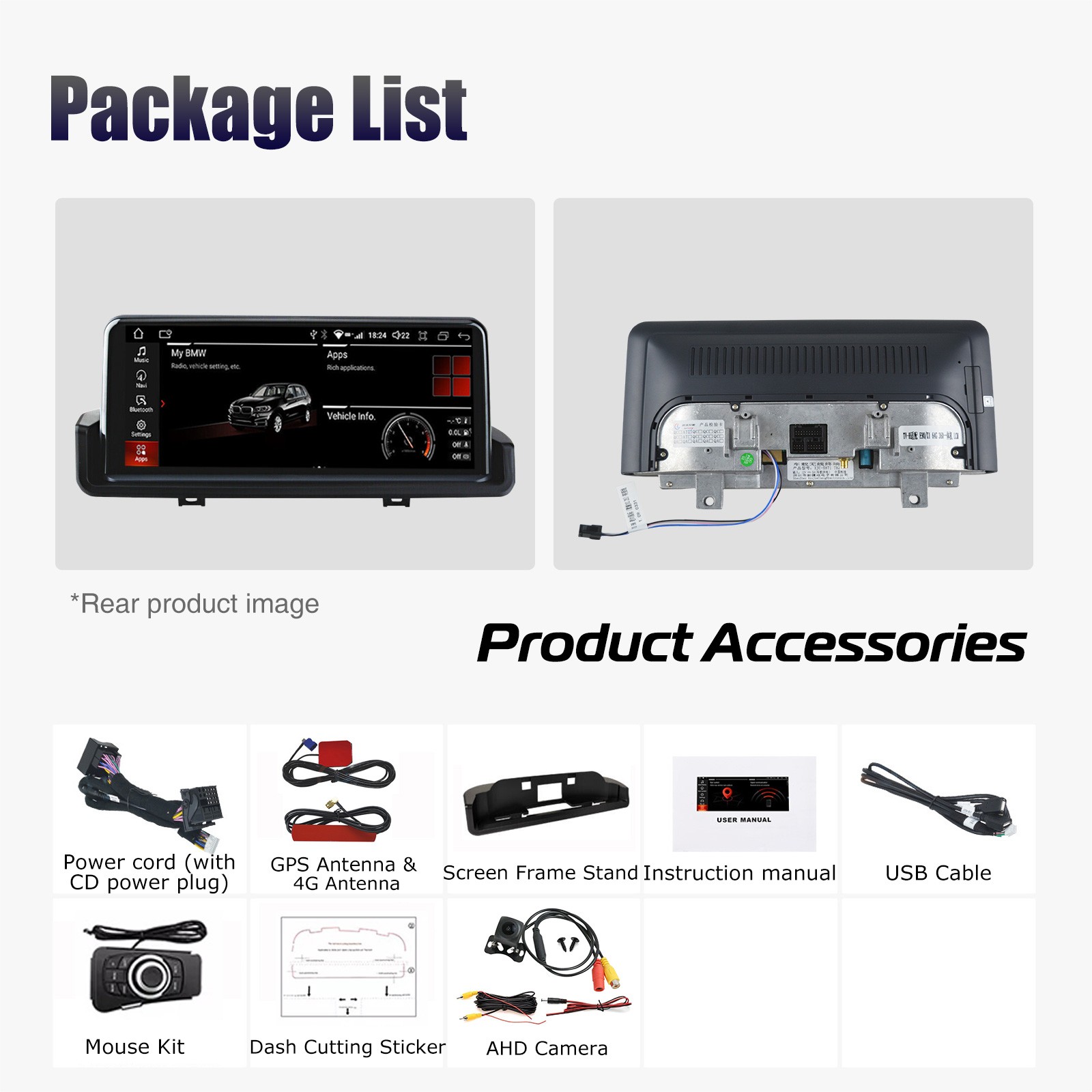 AHD+CarPlay Android 15 8Core 6+128G Car Stereo GPS Navi WIFI For BMW E90 E91 E92