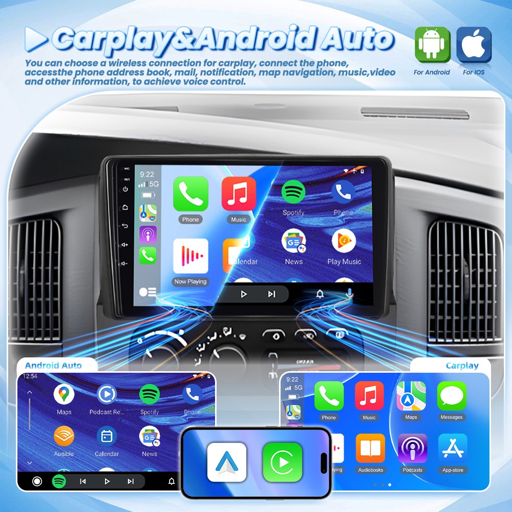 4+64GB For 2002-05 Dodge Ram 1500 2500 3500 Android 15 CarPlay Car Radio GPS Cam
