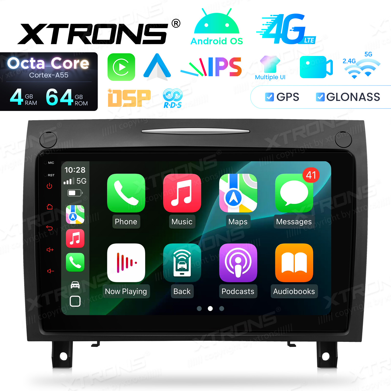 XTRONS 9″ Android 14 8Core 4+64GB Car Radio Stereo GPS for Benz SLK-R171 2004-11