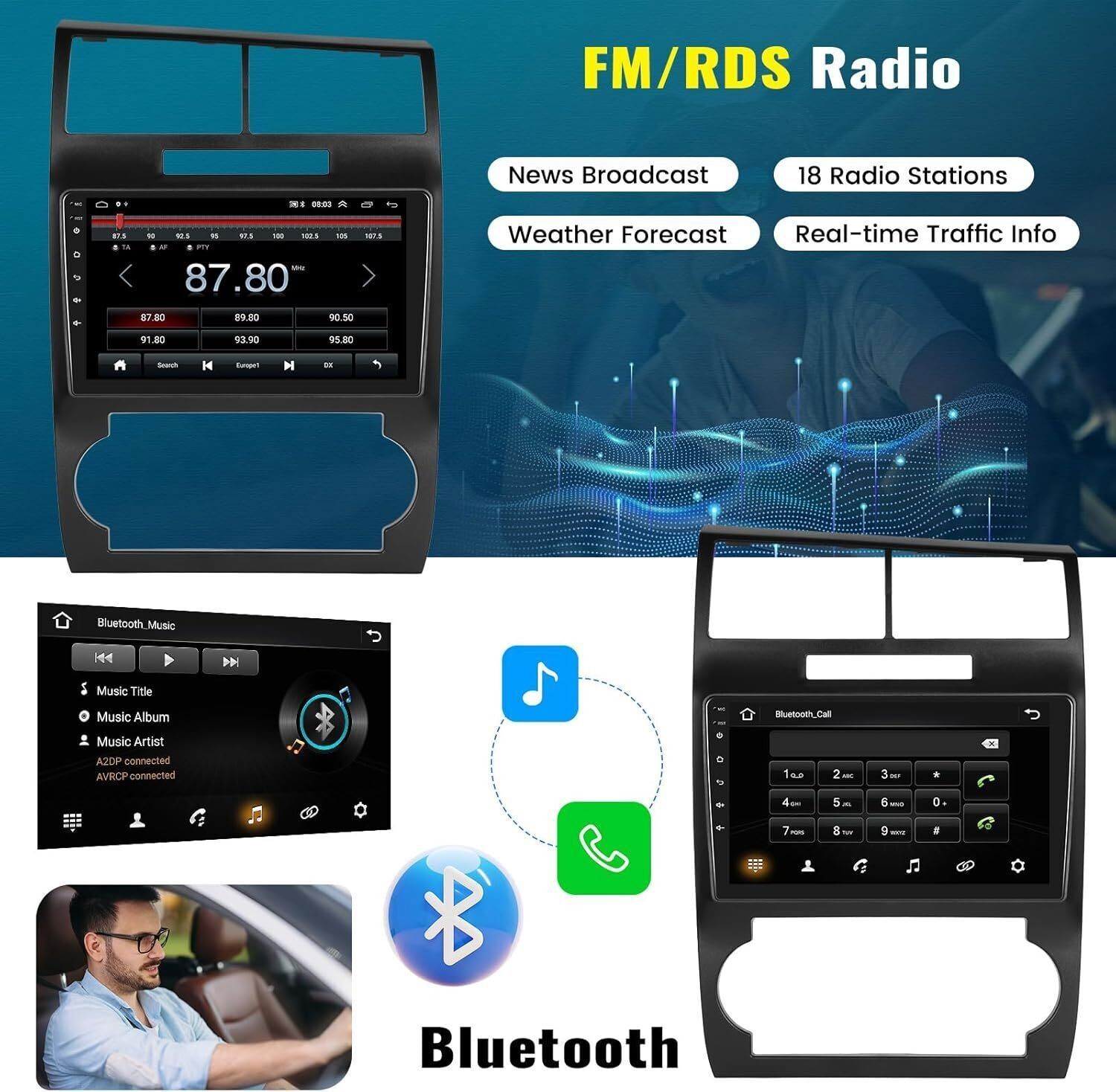 4+64G For Dodge Charger 2006-2007 Android15 CarPlay Car Stereo Radio GPS WIFI