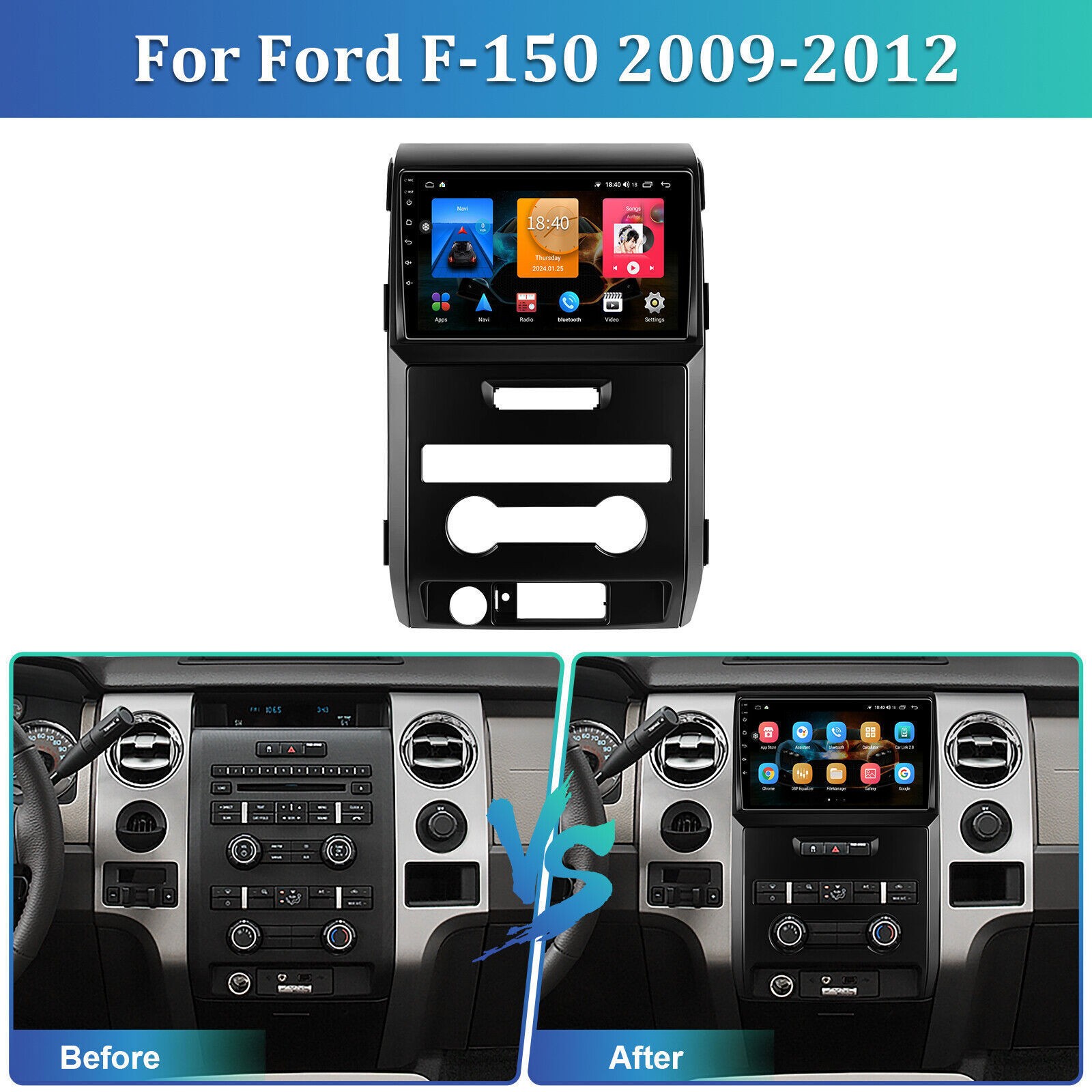 For 2009-2014 Ford F150 WiFi Apple Carplay Radio Android 13.0 RDS GPS Navi