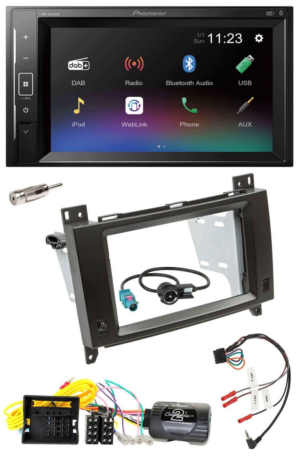 Pioneer DAB Steering Wheel 2DIN Bluetooth USB Car Stereo for Mercedes Vito W447 Audio 10