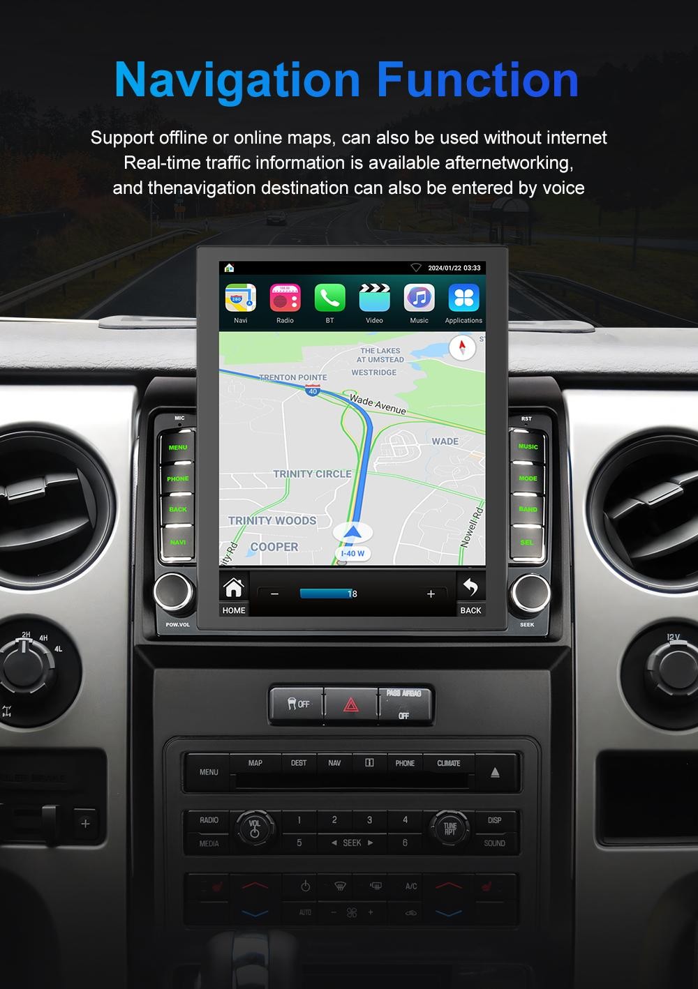9.7″ Apple CarPlay for Ford F-150/F150 2009-2012 Stereo 2+32GB GPS Radio Navi BT