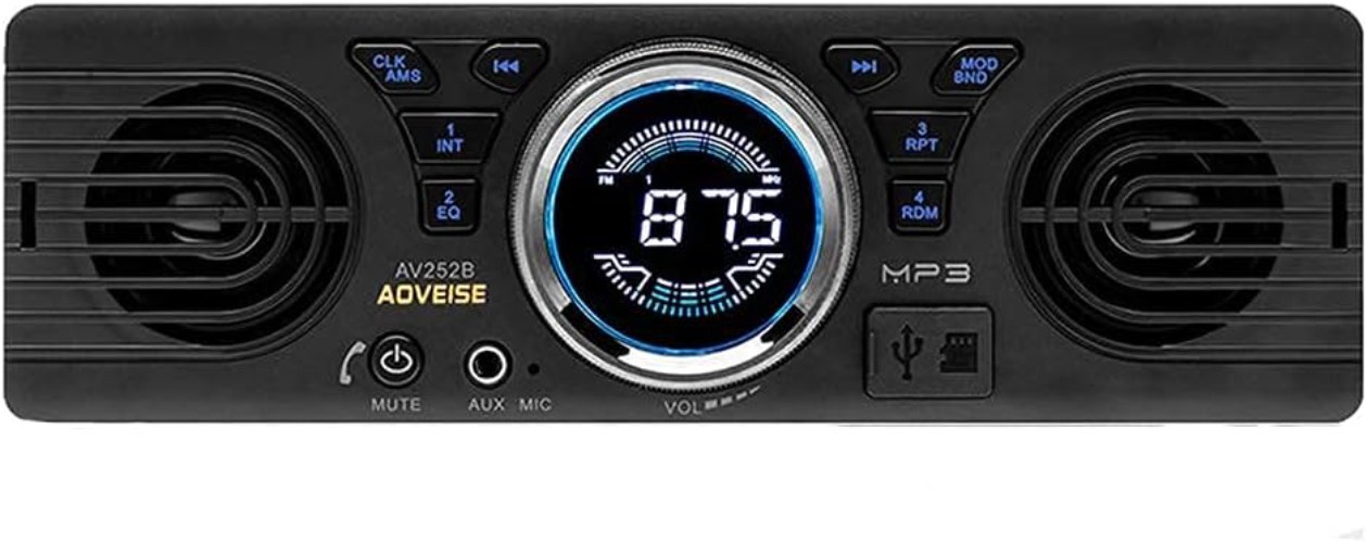 Compact AV252 Bluetooth Car Radio with Built-in Speaker & Multi-Device Support