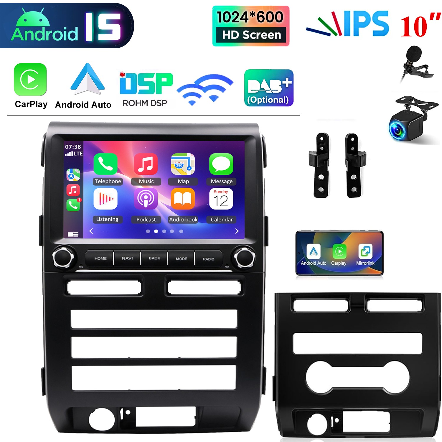 10” For 2009-2012 Ford F150 WiFi Apple Carplay Radio Android 15 FM RDS GPS AHD
