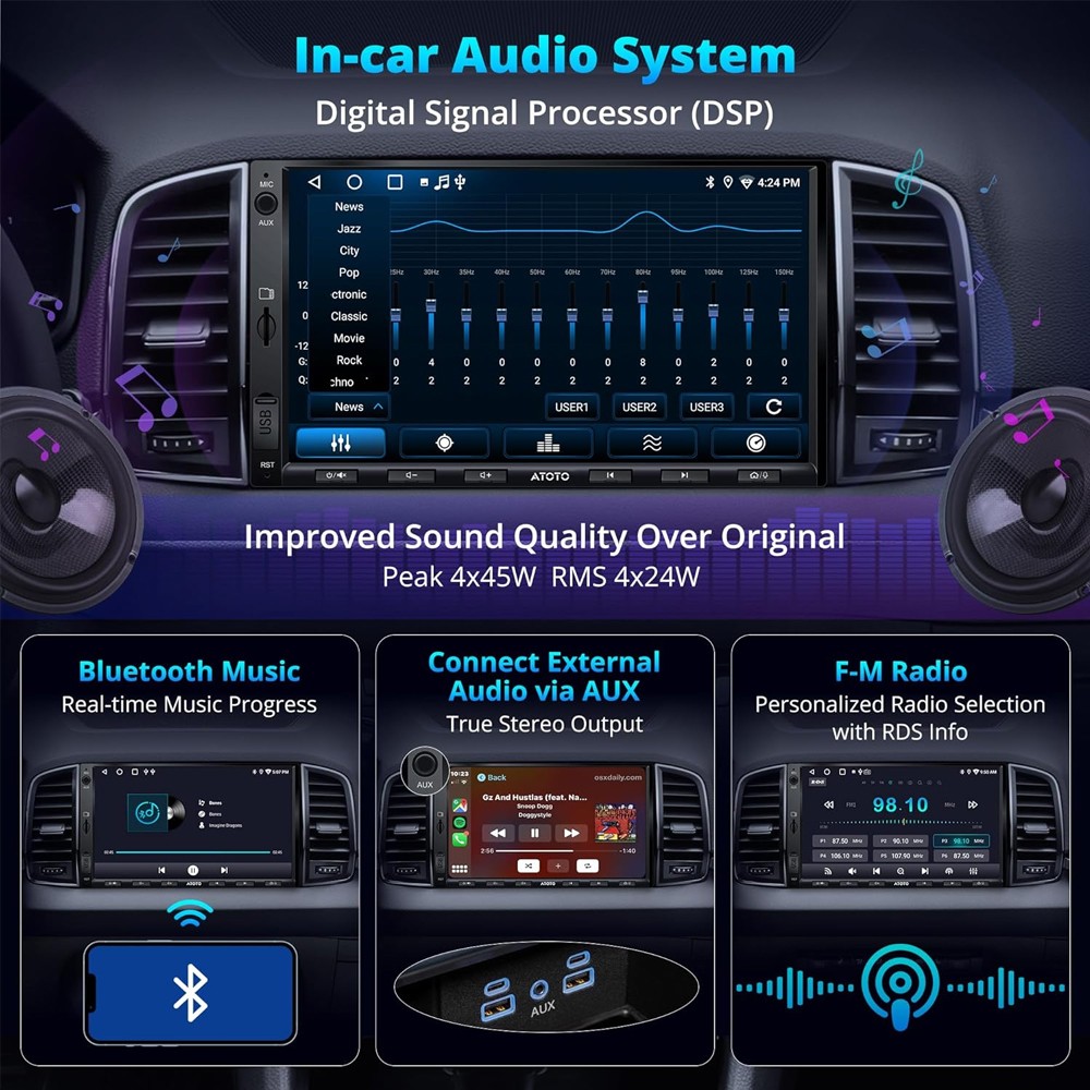 ATOTO A6 7IN 2DIN Android Car Stereo-2G+32G Wireless Android Auto & CarPlay,2xBT