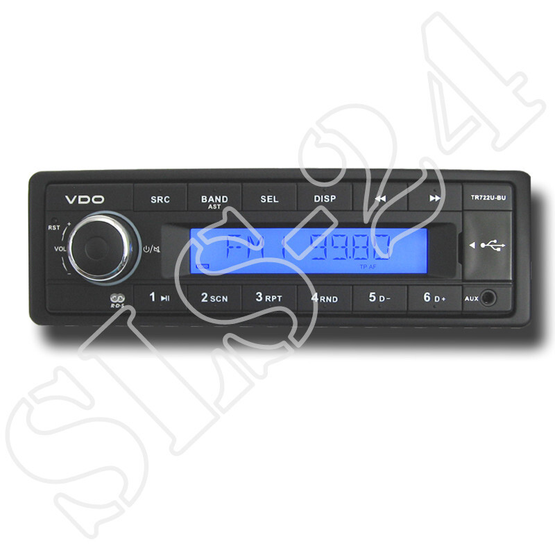 VDO TR722U-BU 24 Volt MP3 Car Stereo USB AUX-IN TRUCK LORRY BUS Tractor Radio Blue