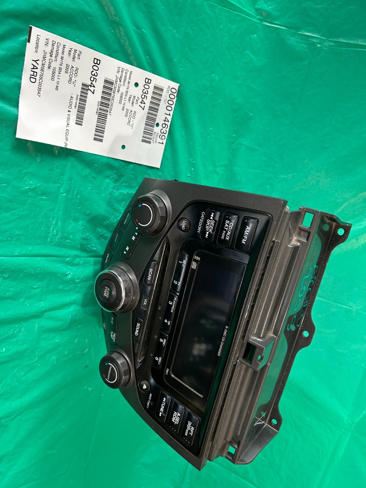 Audio & Visual Equip.(radio) HONDA ACCORD 05 39175 SDA L1 10 M2 OEM