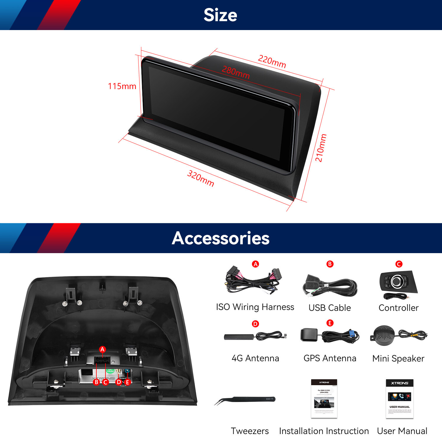 For BMW X3 E83 2004-09 10.25″ Android 14 Car GPS Nav Stereo 8Core 4+64GB CarPlay
