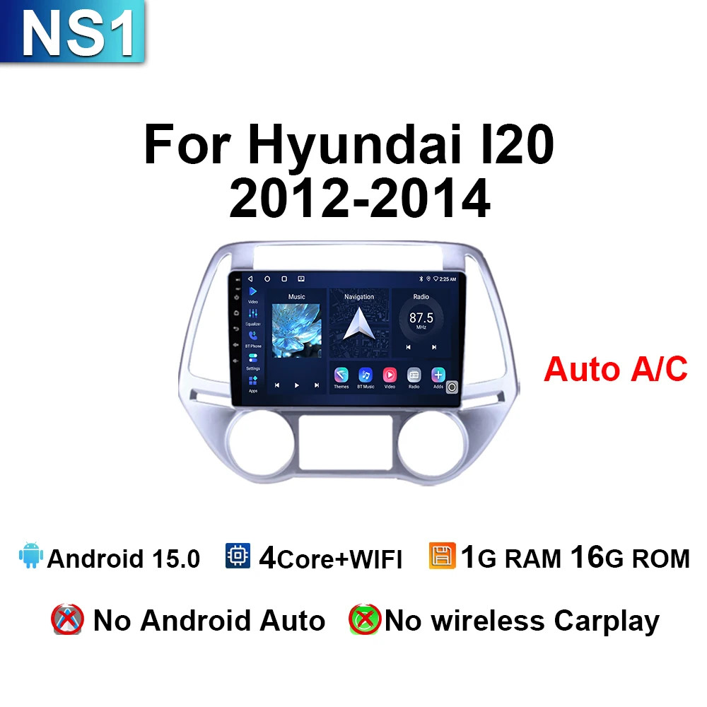 For Hyundai I20 2012-2014 Car Radio Multimedia Android Stereo Carplay Navi GPS