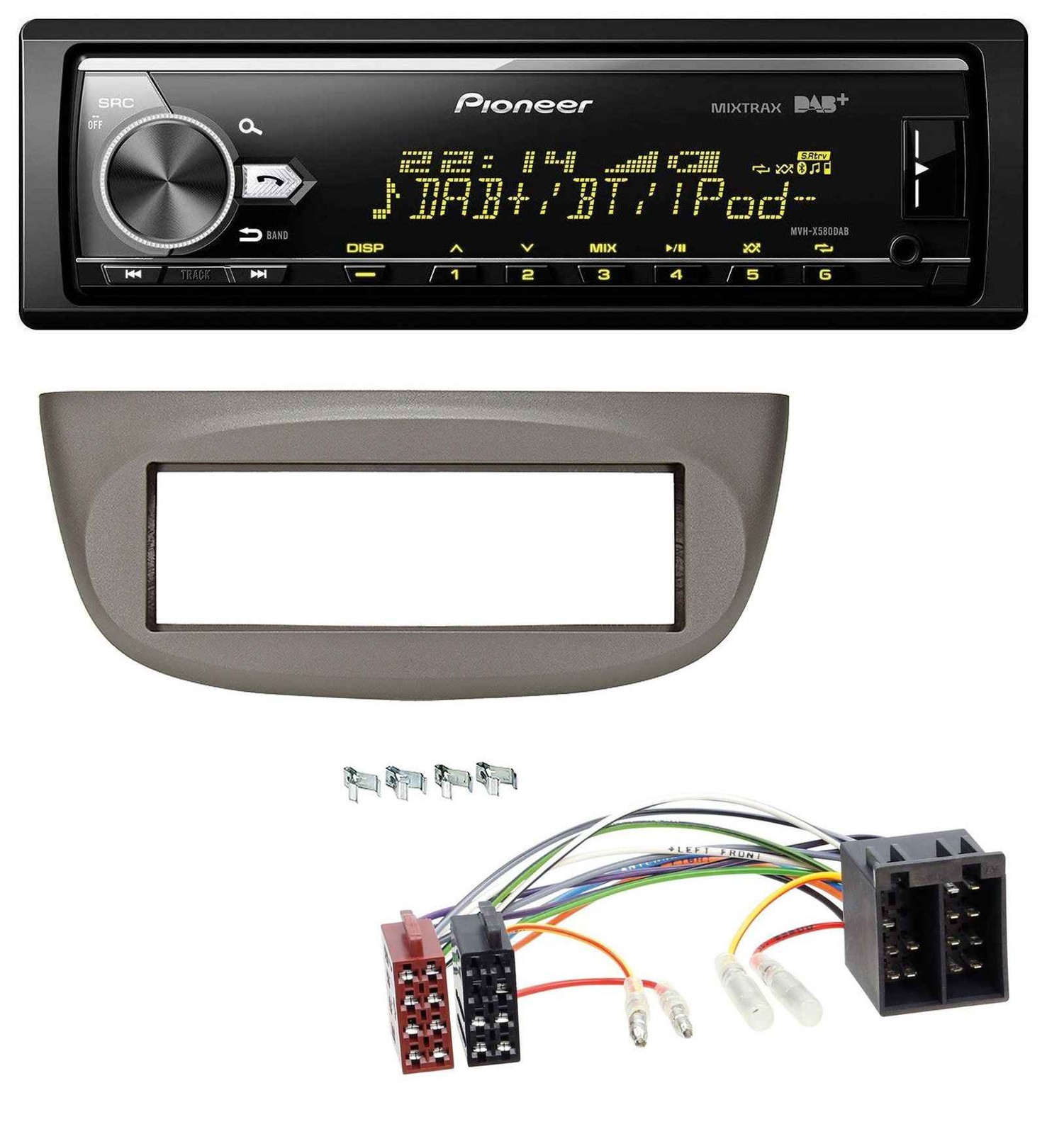 Pioneer Bluetooth USB DAB MP3 Car Stereo for Renault Twingo 07-12 Beige Grey