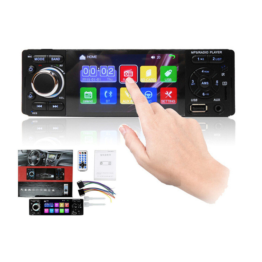 4.1″ Single Din Touchscreen Car Radio Audio Stereo Player MP5 USB TF BT AUX 12V