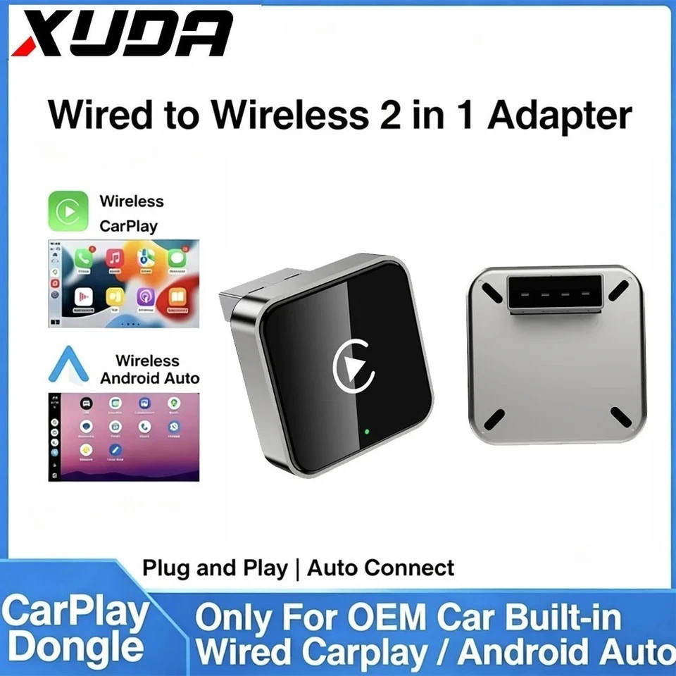 Wireless Carplay Android Auto Adapter USB Car Dongle Connect Box 2 in 1 Mini Box