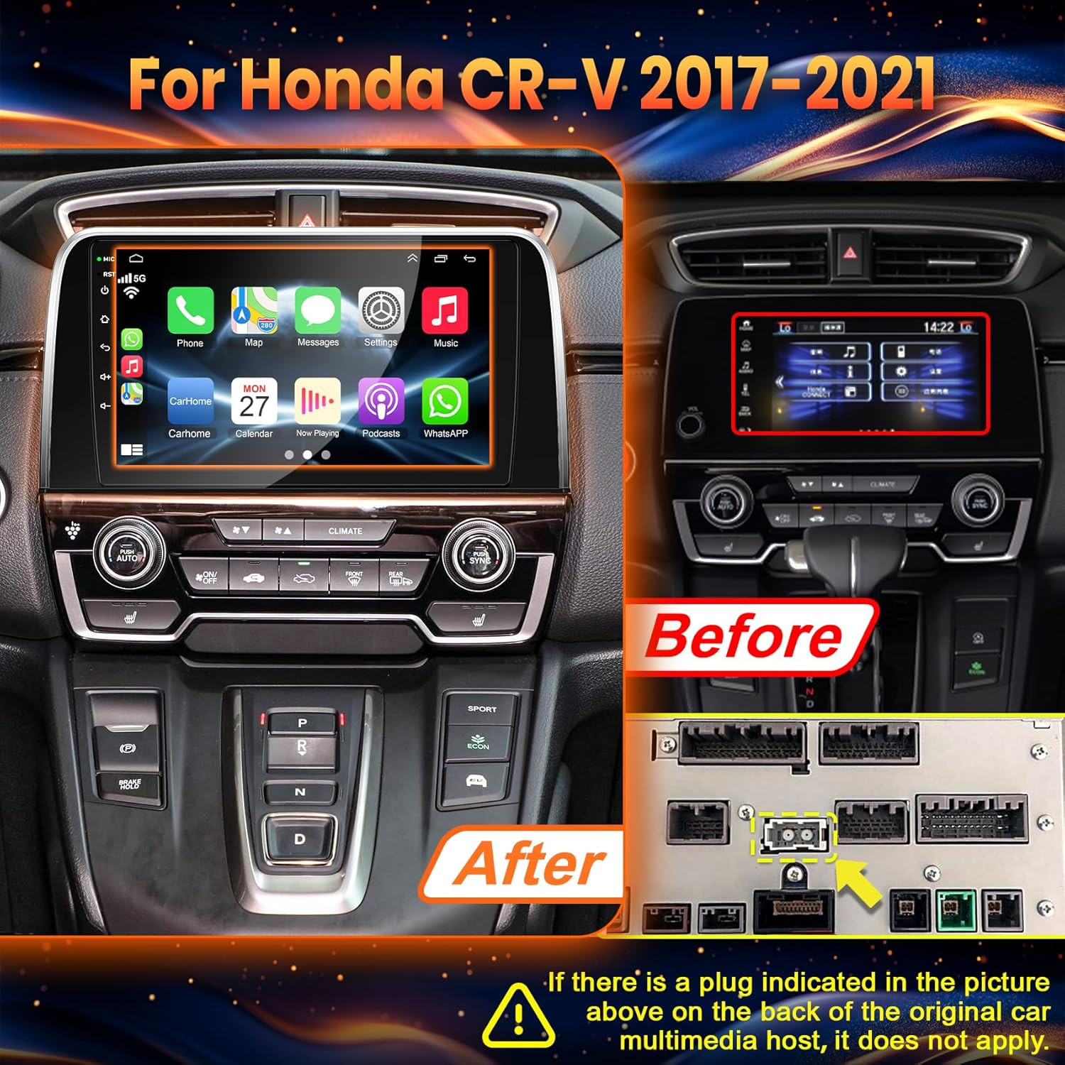 8G+256GB Car Stereo Android14 CarPlay For Honda CR-V CRV 2017-21 GPS Navi 8-CORE
