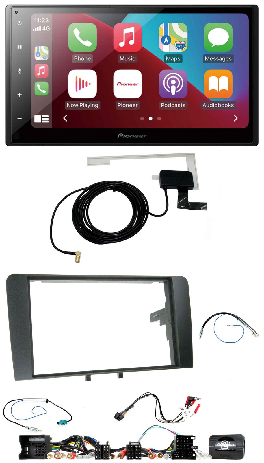 Pioneer USB Bluetooth DAB Steering Wheel 2DIN Car Stereo for Audi A3 8P 2003-2012 Active