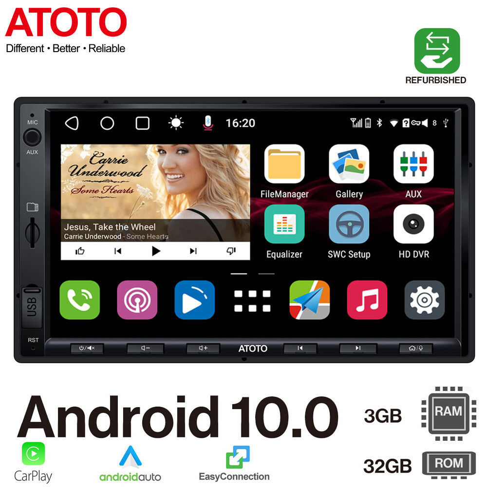 ATOTO S8 7″ Car Stereo Double 2Din with Wireless CarPlay/Android Auto,2xBlutooth