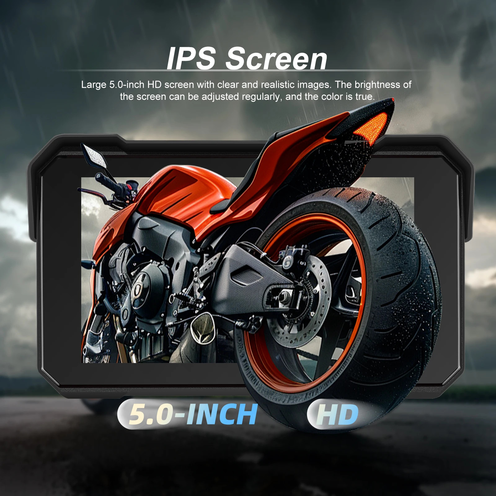 Podofo 5 ” IPS Screen Wireless Carplay Monitor for Motorcycle GPS Navigation…