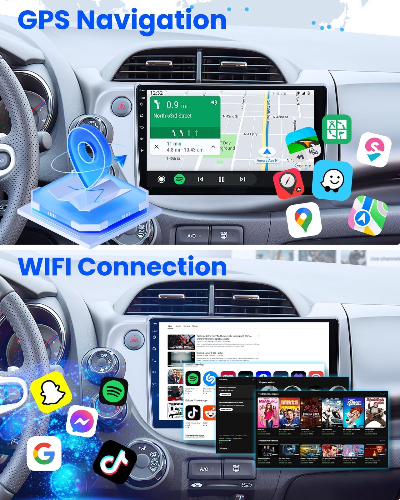 For Honda Fit 2009-13 Android 15 Car Stereo Radio WiFi CarPlay GPS Navi 10.1inch