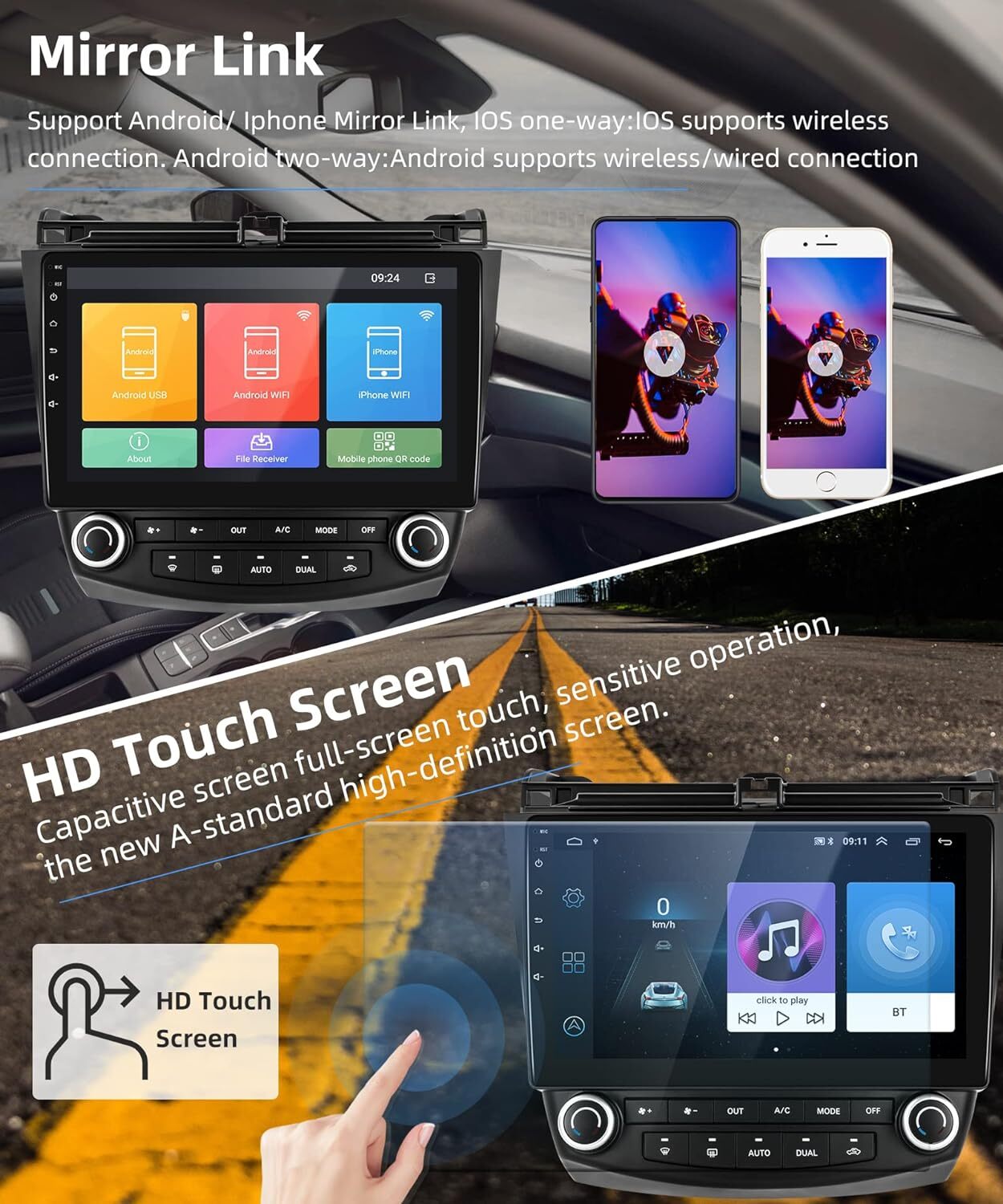 2+64G For Honda Accord 2003-07 with CarPlay Android Auto Stereo GPS Player +CAM