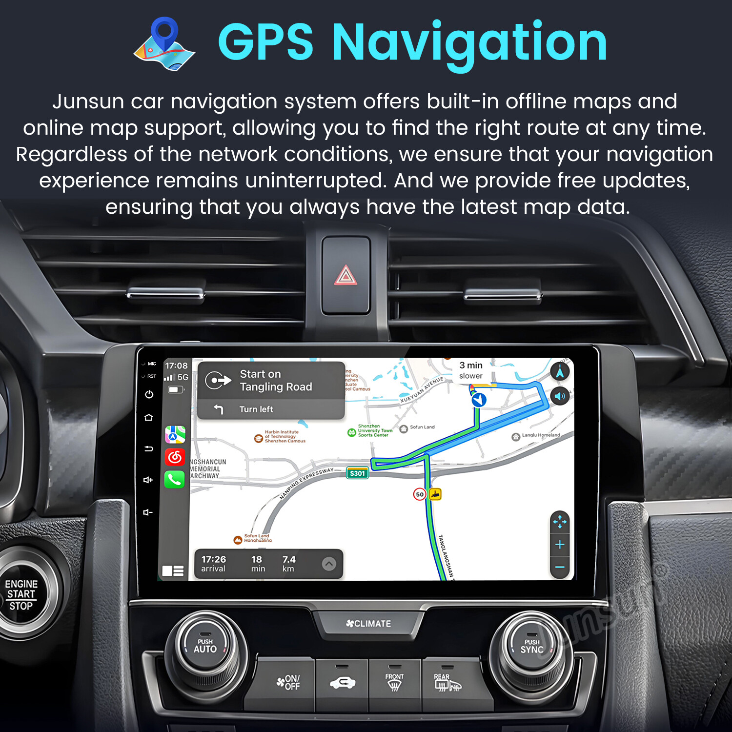 For Honda Civic 2016-2020 Carplay Android 14 Car Stereo Radio GPS Navi BT WIFI