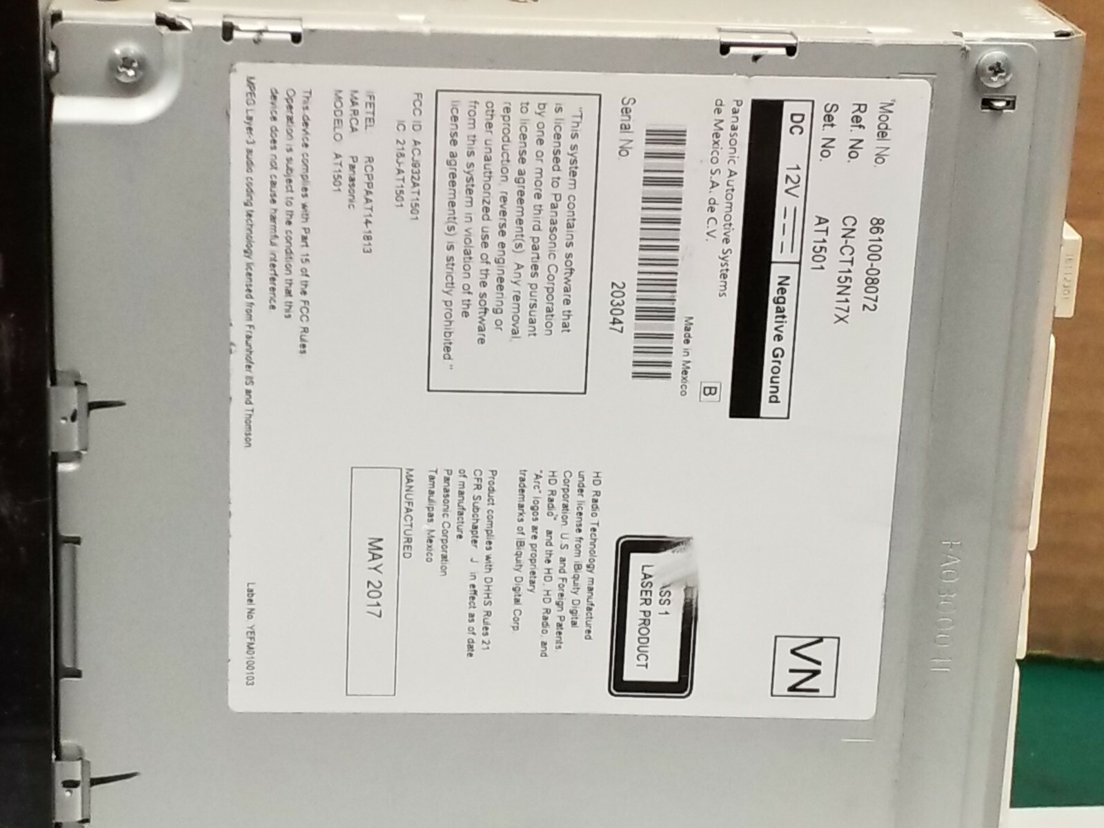 2015-2017 TOYOTA SIENNA *REPAIR SERVICE* AMFM NAV OEM Radio *86100-08072* 510158