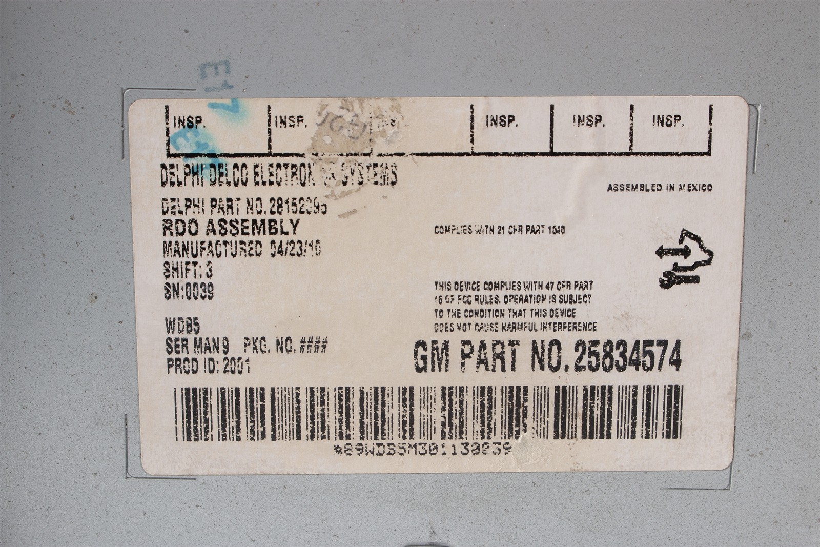 2009-2010 Chevrolet Cobalt AMFM Radio CD Player Auxiliary Input 25834574 Opt U1C