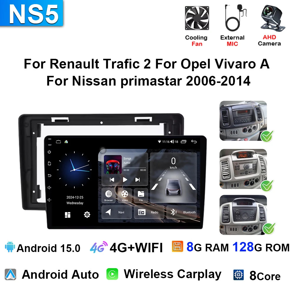 For Nissan Primastar 2006-2014 Stereo Android Carplay Car Radio GPS Multimedia