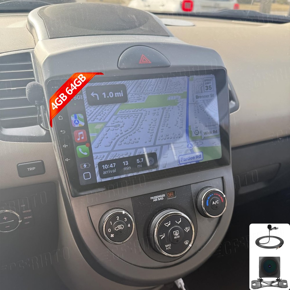 4+64GB Android 15 Carplay For Kia Soul 2010-2013 Car Stereo Radio GPS Navi + Cam