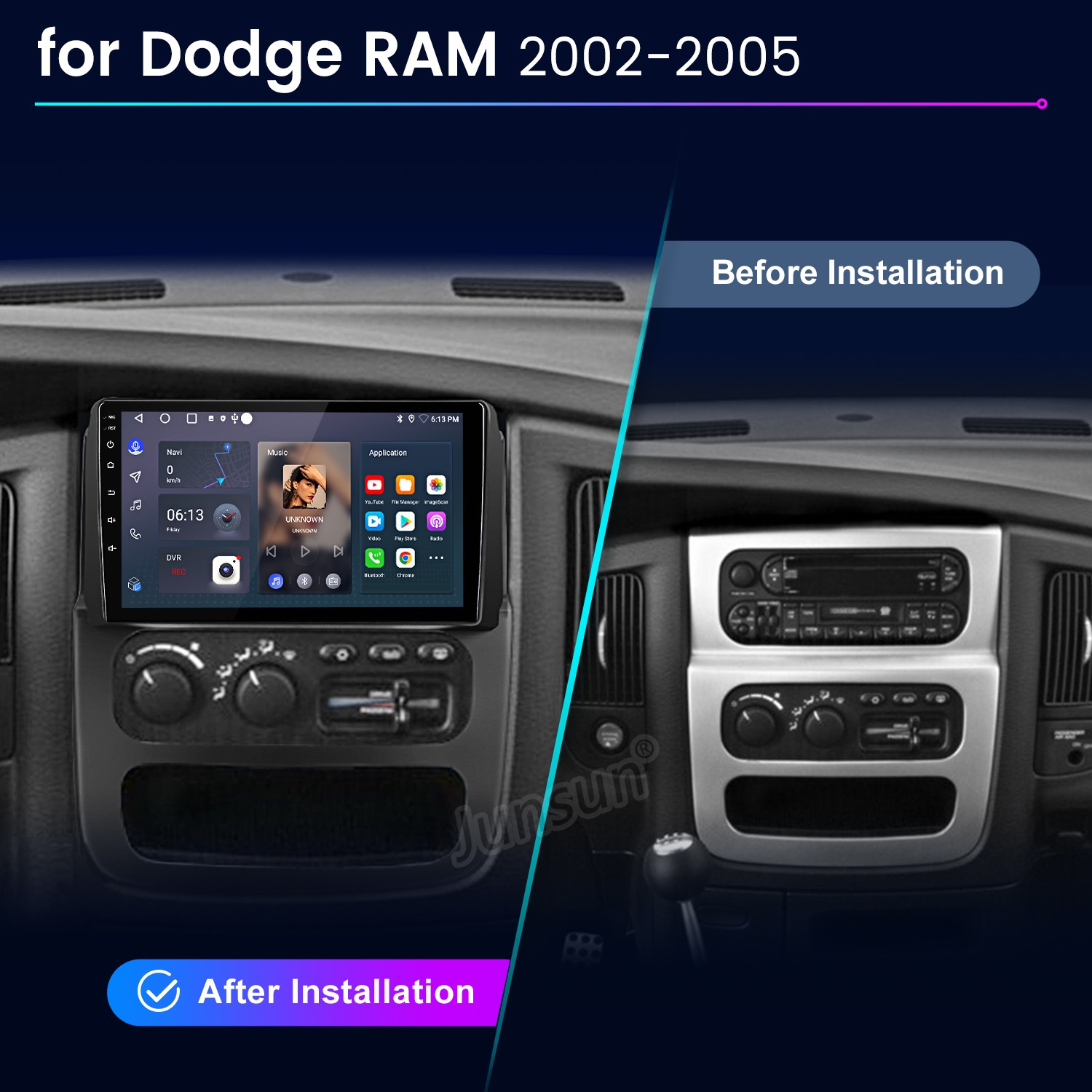 For Dodge RAM 2002-2005 2+64GB Carplay Android 14 Car Stereo Radio GPS Navi WIFI
