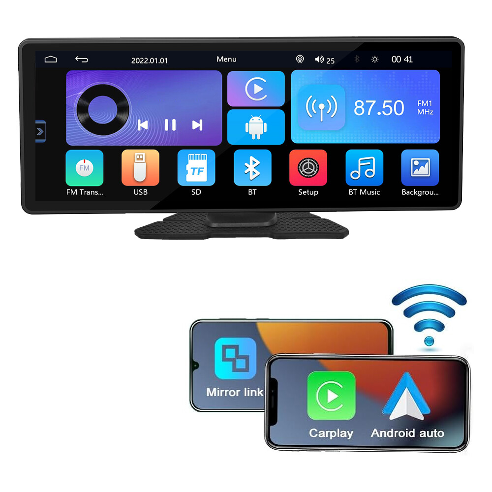 10.26″ Portable Touch Screen Bluetooth Car Stereo Wireless IOS CarPlay/Android