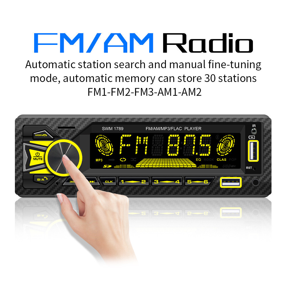 Single 1DIN Car Radio Stereo Audio MP3 Player Bluetooth FM/AM In-Dash Head Unit