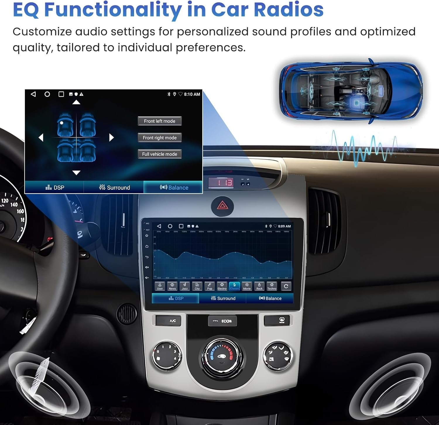4+64G 9in For 2010-2013 Kia Forte Car Radio Stereo Carplay IPS Touch Screen SWC