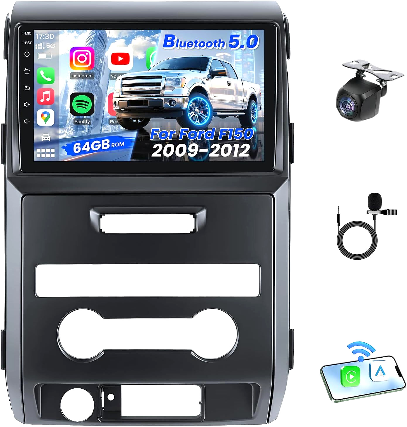 Car Stereo for Ford F-150 (2009-2012) Wireless & Wired CarPlay Android Auto WiFi