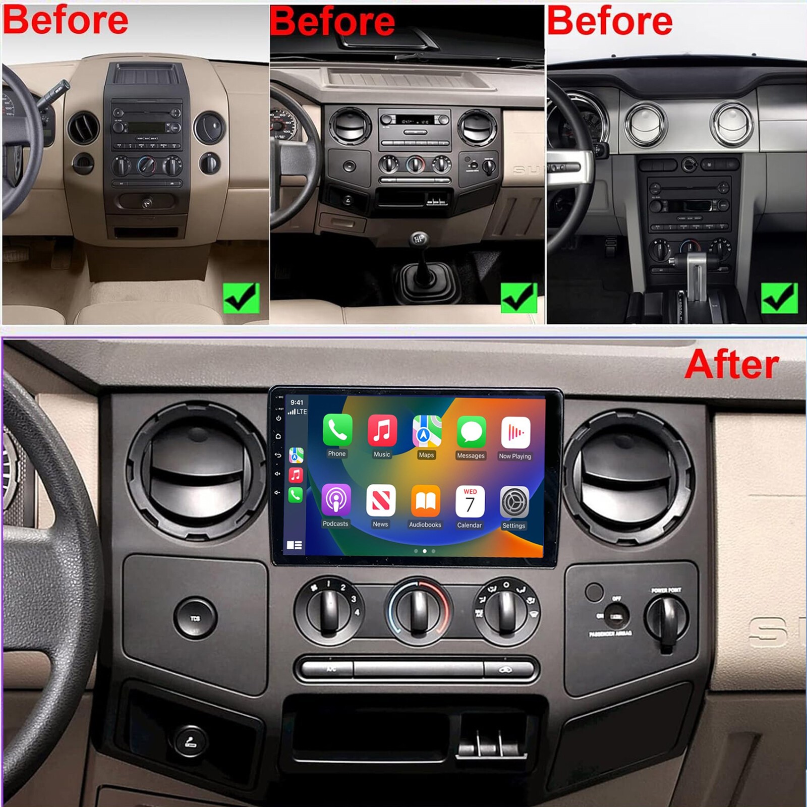 64G Android 15 Carplay 10″ For Ford F150 F-150 2004-2008 Stereo Radio GPS W/CAM