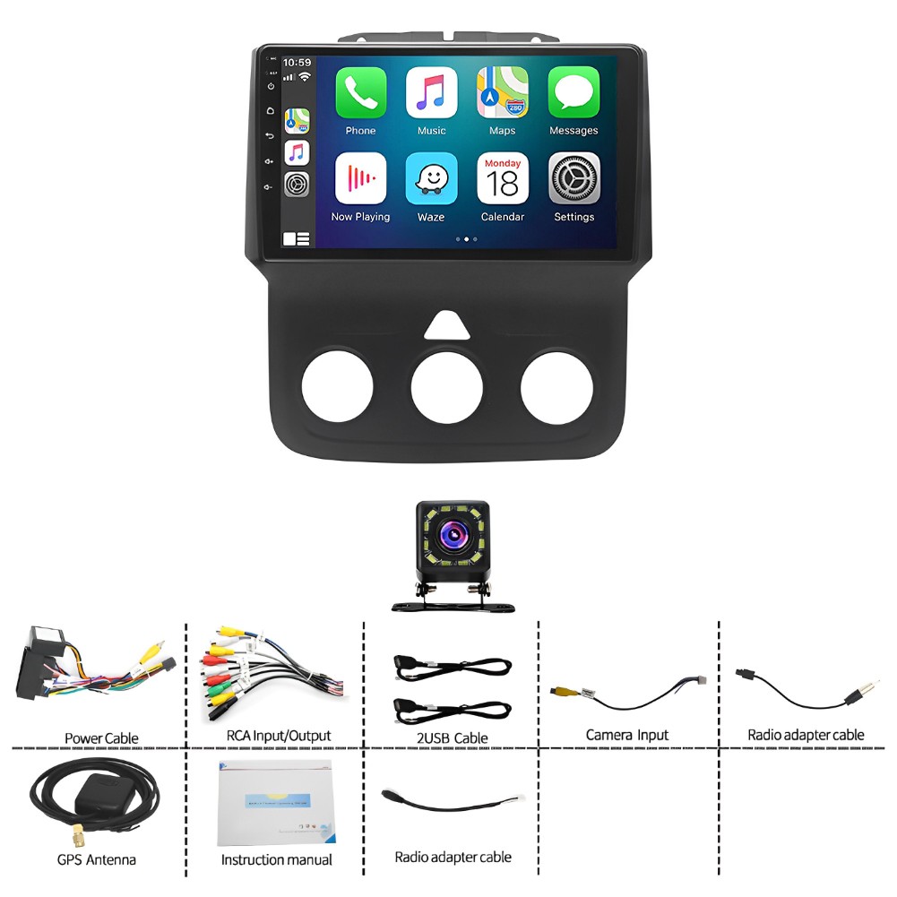 Car Radio Stereo Fit For Carplay For 2013-18 Dodge Ram 1500 2500 3500 Android 13