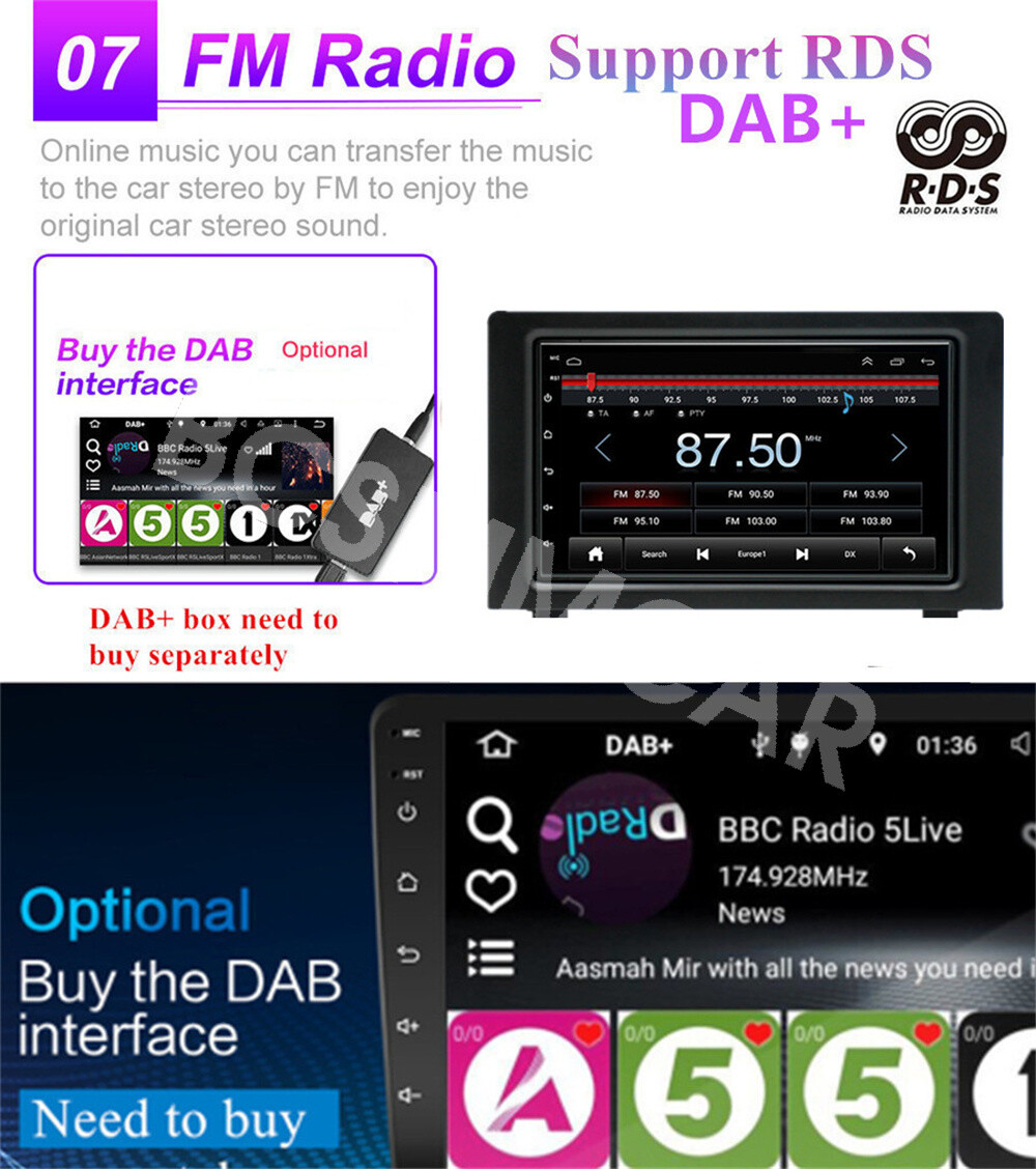 Double 2Din Car GPS Navigation Stereo DAB+ FM/RDS Fit For SaaB 9-3 2007-2011