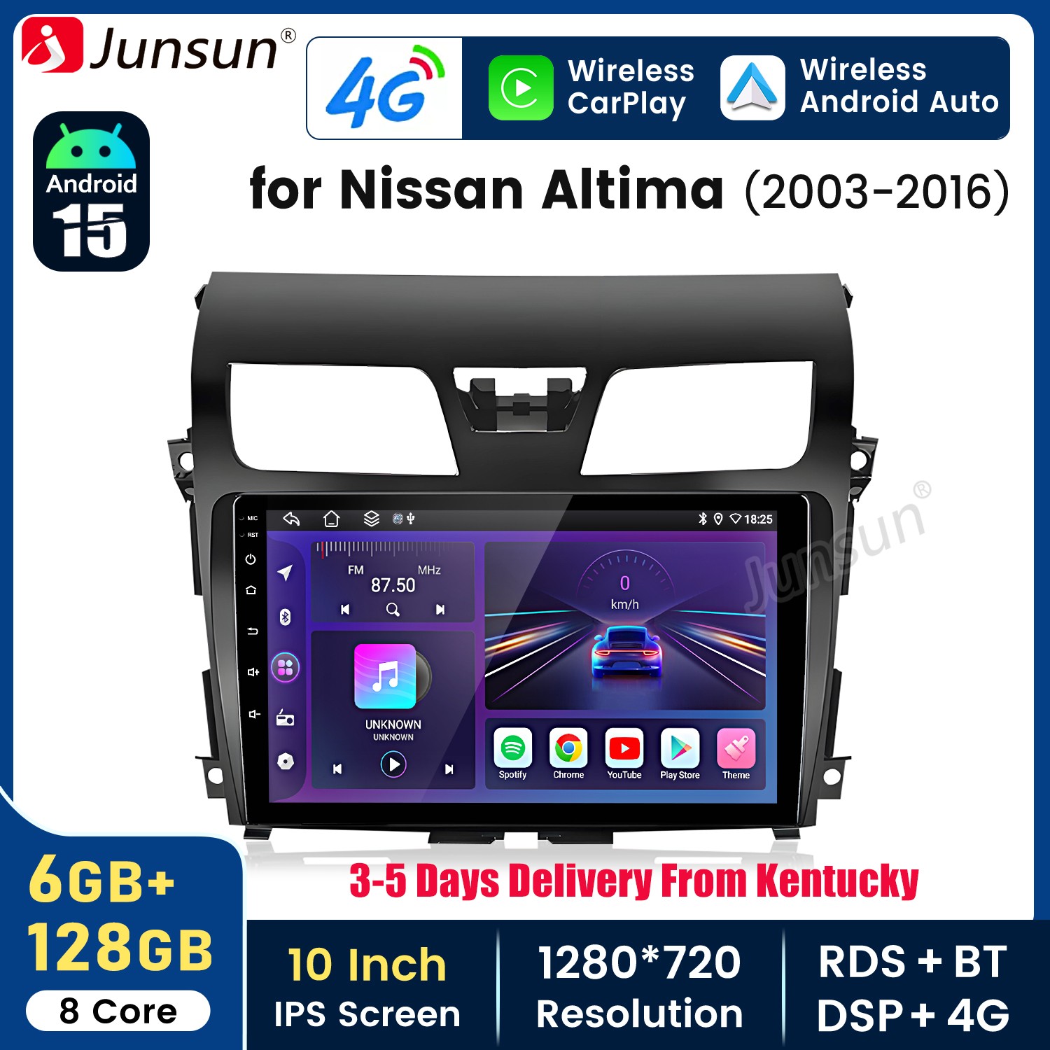 For Nissan Altima 2013-2018 8Core 6+128G Android 15 Carplay Car Stereo Radio GPS