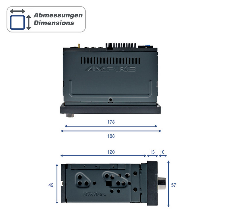 Ampire CPR60 Radio 6.38” Display DAB+ for BMW 3 Series E46 10/1999-06/2005 Touring