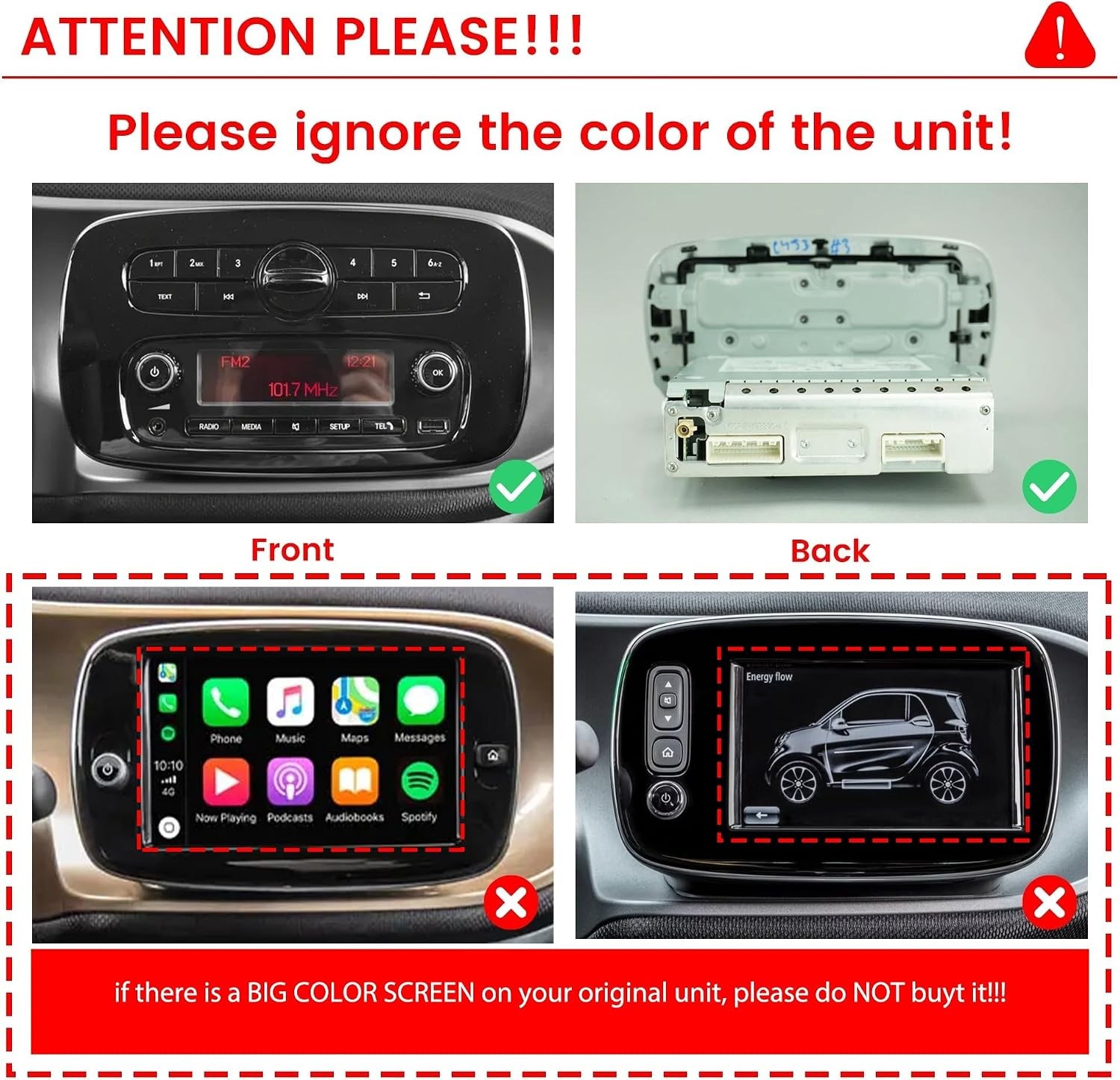 10” Android For Benz Smart Fortwo 453 2015-2020 Car Radio Navigation Carplay 5G