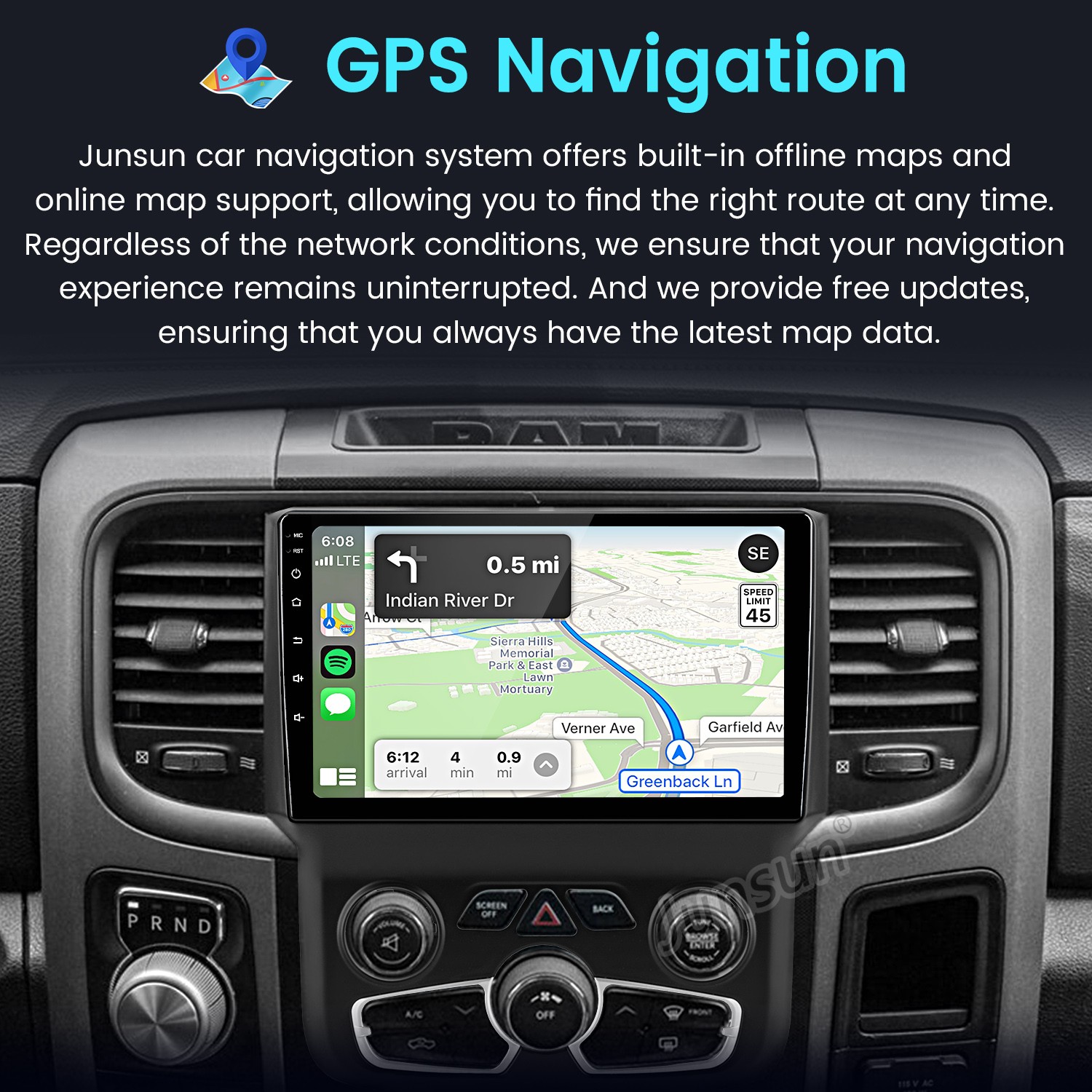 4+64GB Android13 Carplay For Dodge Ram 1500 2500 3500 2013-18 Car Radio GPS Navi