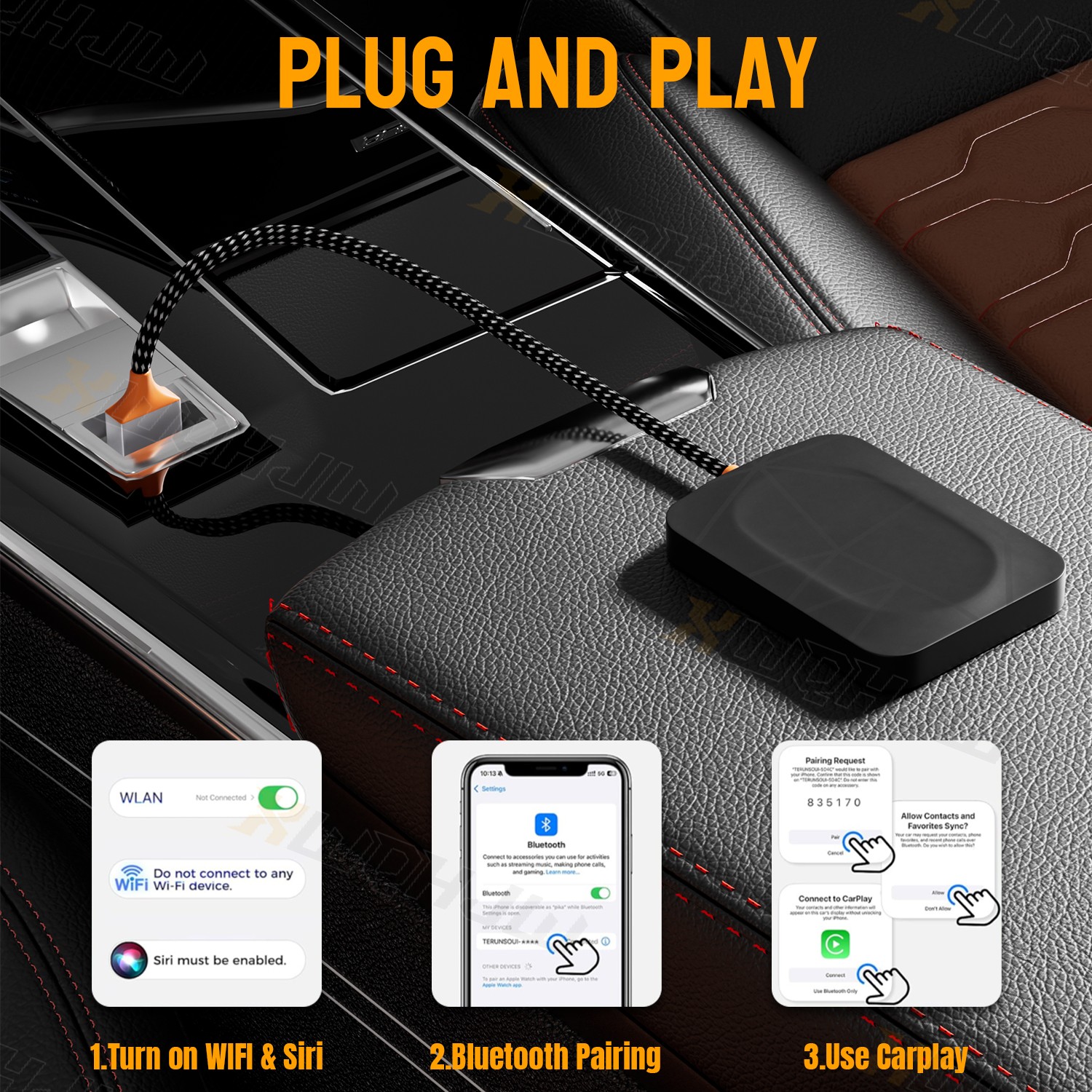 Wireless CarPlay Adapter USB Dongle For Acura ILX Sedan 4-Door 2.4L 2019-2022