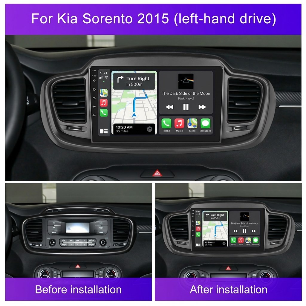 4+64GB For Kia Sorento 2015-2020 Android 15 Carplay Stereo Radio GPS Screen +Cam