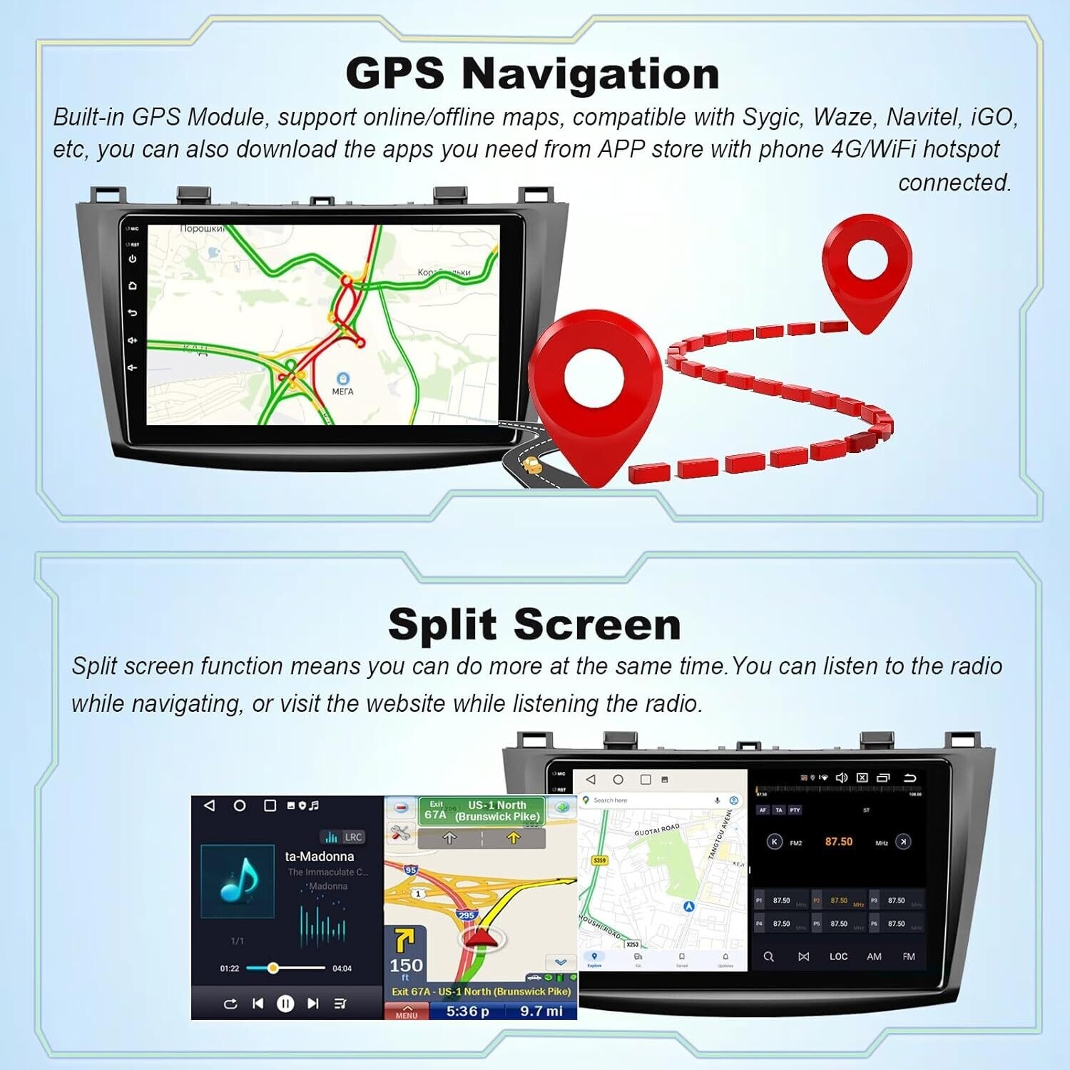 9″ Auto Stereo Video GPS Radio for Mazda 3 2010-2013 WiFi BT Android13.0 4+64G