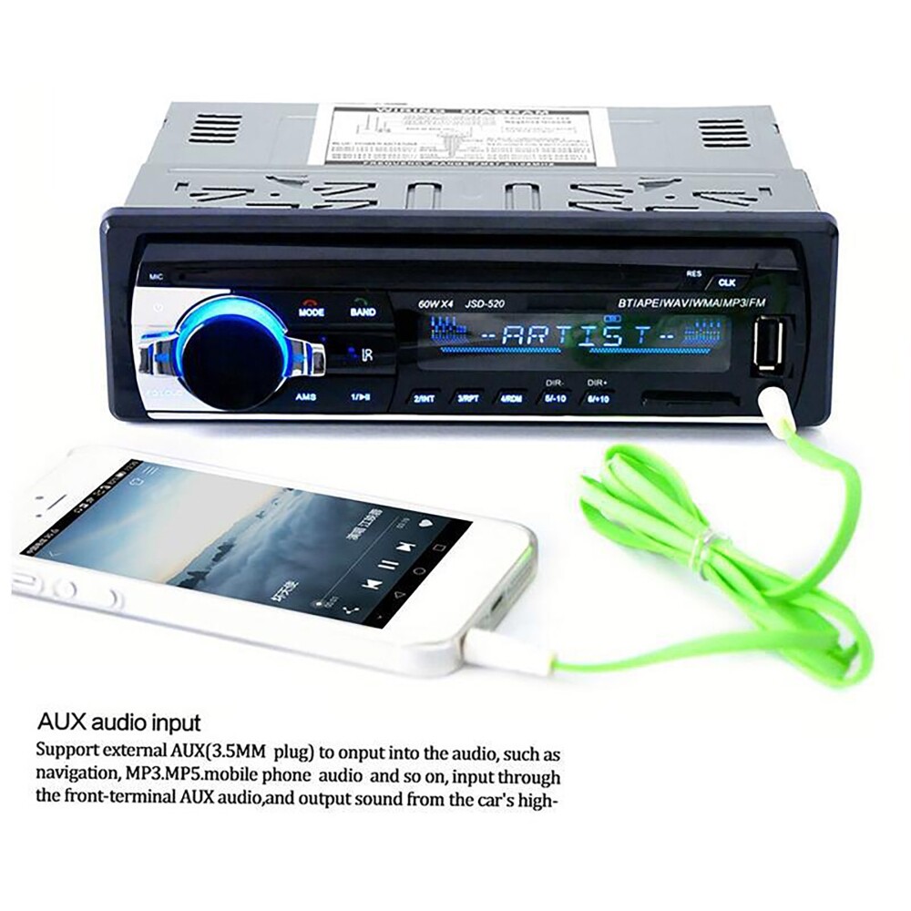 60W MP3/MP4/MP5/WMA/WAV/FLAC 12V Radio FM Remote Car Player Stereo Receiver Kit
