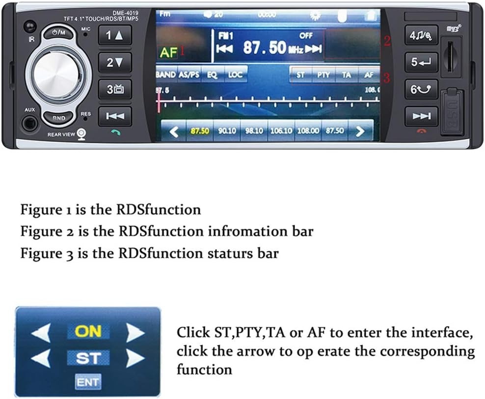 Single Din Car Stereo 4.1″ Touchscreen Bluetooth USB TF RDS Radio + Rear Camera