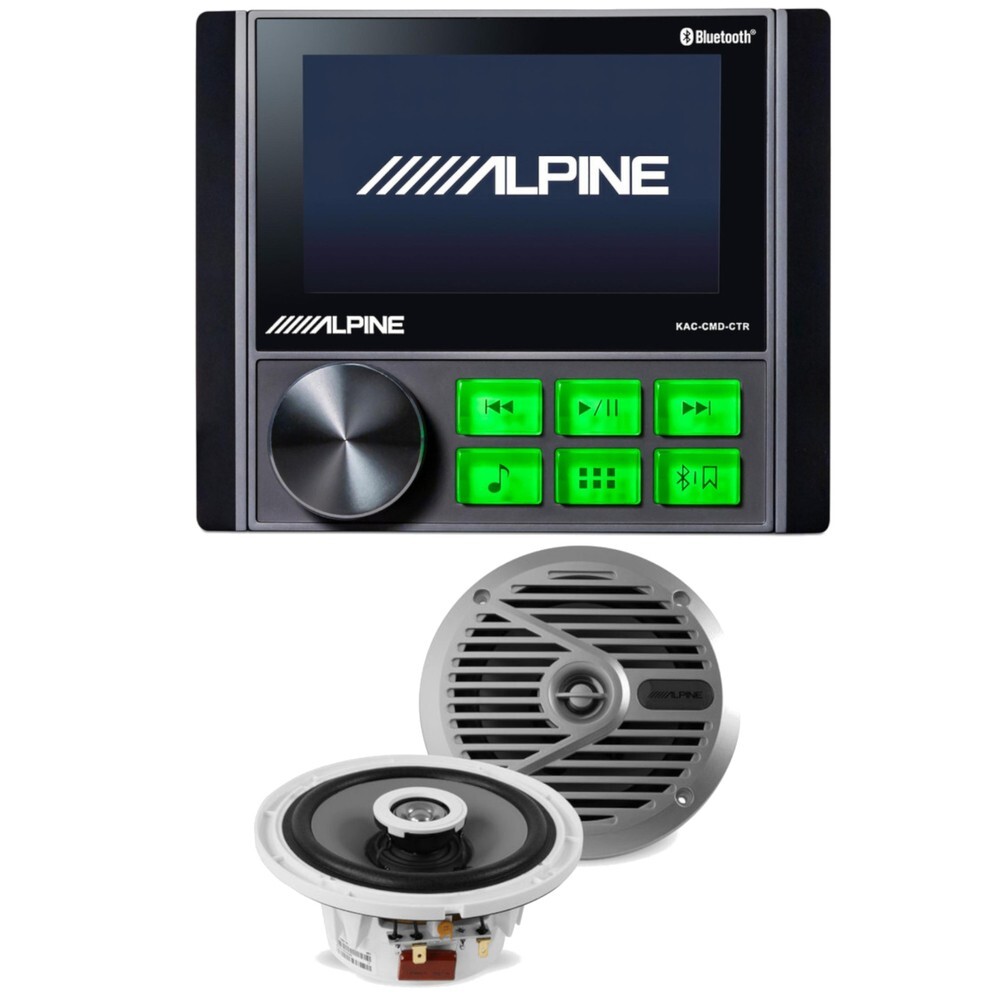 Alpine KAC-CMD-CTR Digital Audio Receiver with 6.5″ Coaxial Marine Speakers