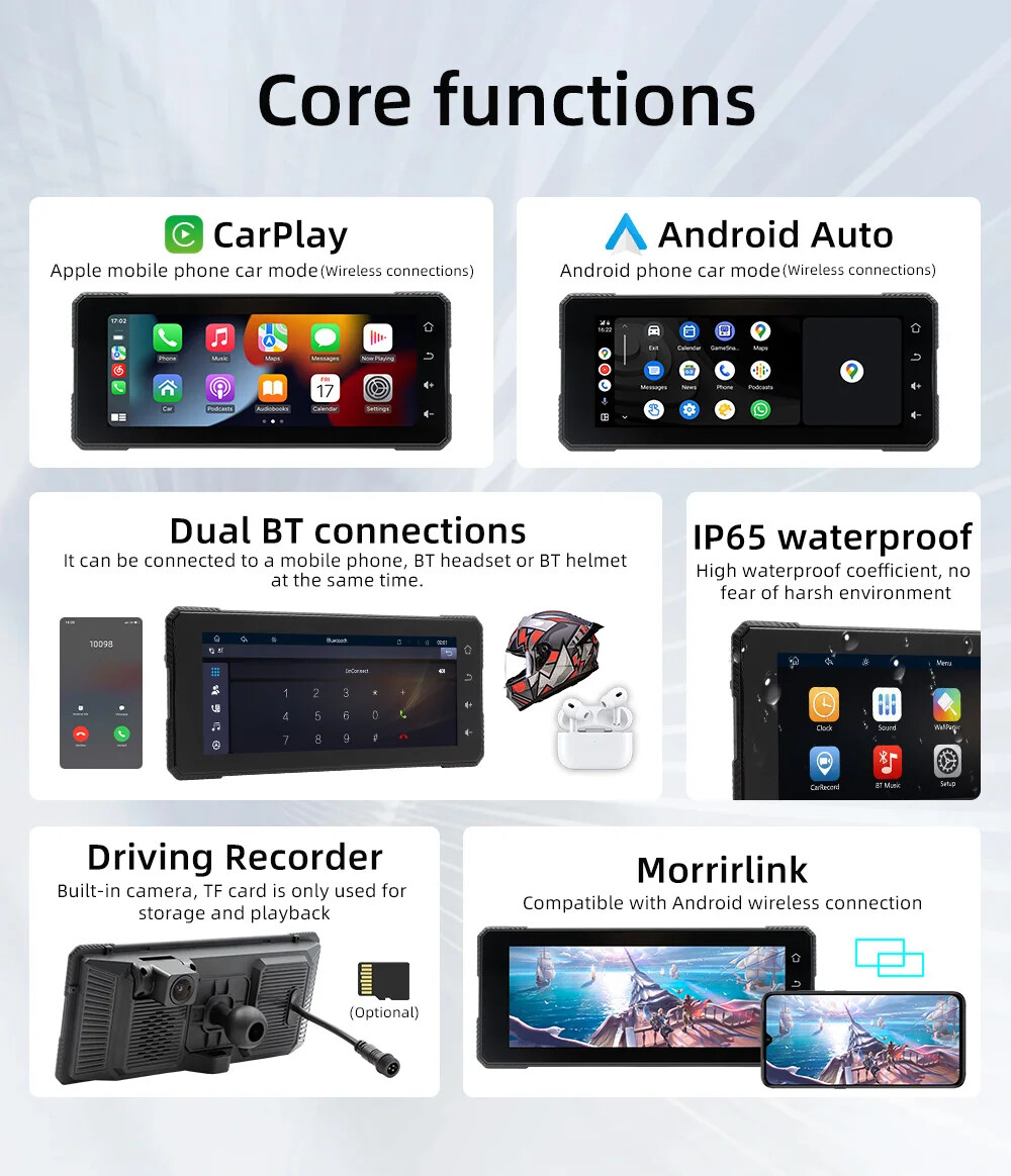 6.86 Inch Wireless Carplay Android AUTO BT Wireless Carplay Navigation Driving