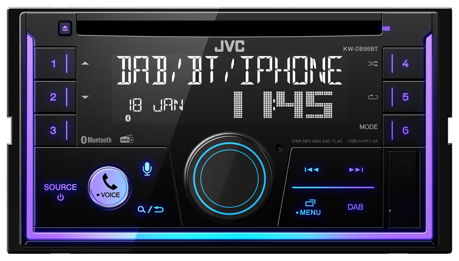 JVC KW-DB95BT Double Din CD/MP3 Car Stereo DAB Bluetooth USB iPod
